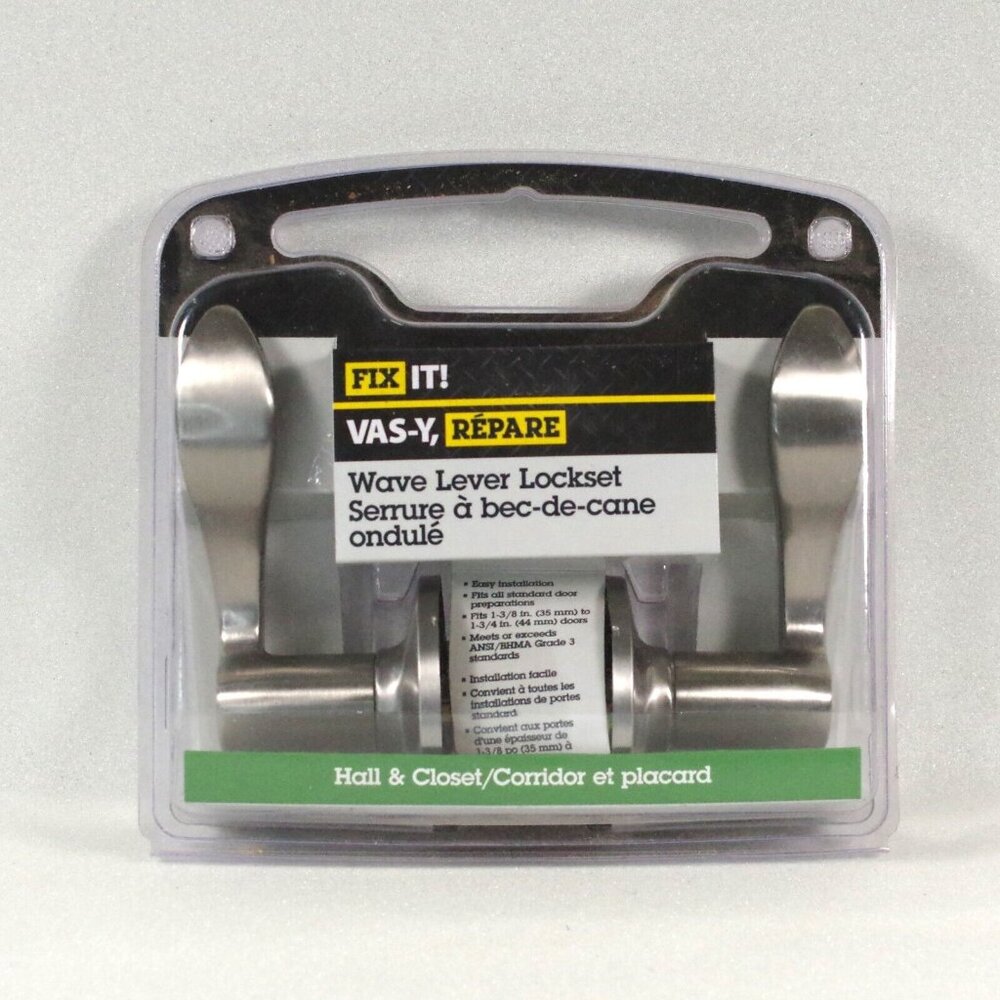 Wave Lever Door Handle Lockset for Hallway & Closet Satin Nickel Non Locking